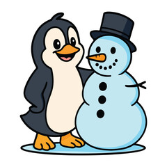 Penguin and Snowman Fun SVG