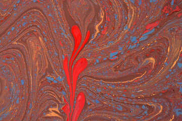 Abstract marble floral pattern texture. Traditional art of Ebru marbling