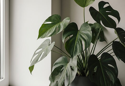 Indoor foliage close-up with sunlight, shadows, and veins, evoking a serene botanical mood.