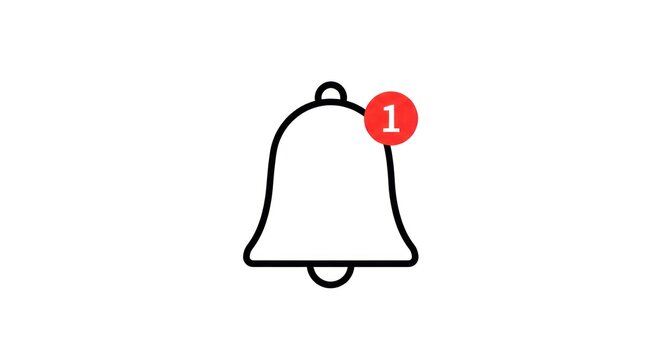 Notification bell with number on white background, alert concept