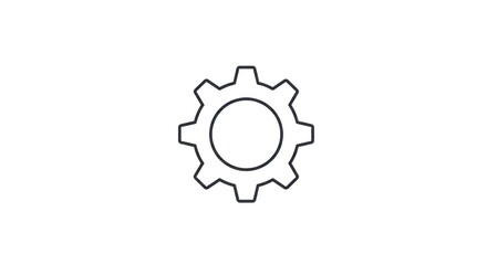 Gear outline graphic on white background for settings concepts.