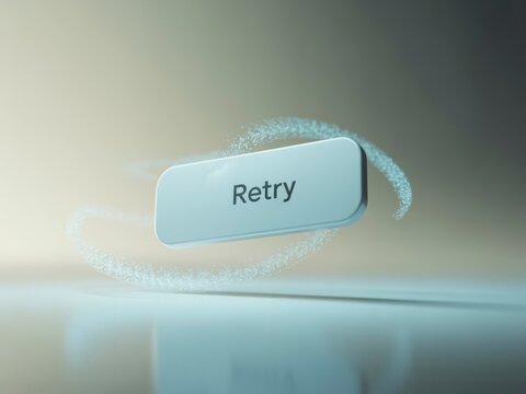 A glowing button labeled "Retry" surrounded by a shimmering effect, suggesting a digital interface or interactive element.