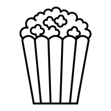 Simple outline drawing of a full box of popcorn