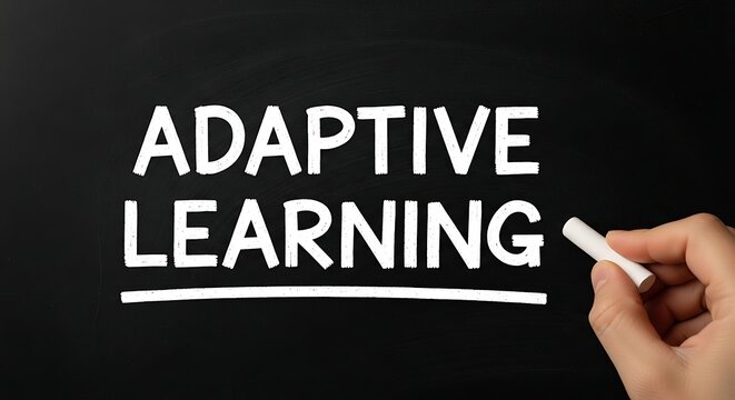 Adaptive learning concept written on blackboard with chalk in hand