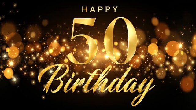 50 years happy birthday golden sign with diamonds, vector illustration

