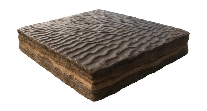 Mudflat featuring ripple patterns and visible sediment layers.