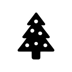 Merry christmas Tree Black Vector Icon Sign