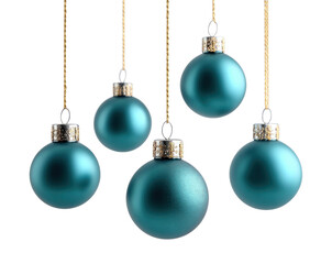PNG Elegant teal Christmas ornaments hanging.