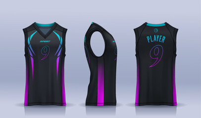 Basketball tank top design template, Sport jersey mockup. uniform front and back view.	