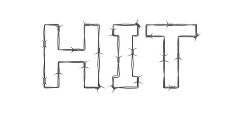 The word 'HIT' made from 3D rendered barbed wire