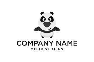 Cute Smiling Cartoon Panda Bear Mascot Logo Design Vector Illustration for Company Branding and Brand Identity