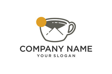 Modern Minimalist Coffee Cup and Envelope Letter Logo Design