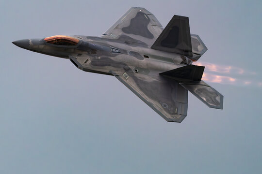 Lockheed Martin F-22 Raptor in High-Speed Pass with Afterburners
