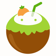 Thai Coconut Ice Cream Vector Illustration