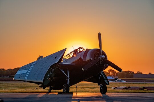 Grumman TBM Avenger at Sunrise on the Airfield