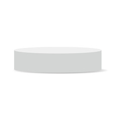 Empty white Circle podium, modern pedestal and platform, Modern platform mockup 3d stand stage, column platform pillar, round empty podium template for product presentation, awards, beauty or fashion 
