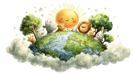 Children Illustration of God Creation in Genesis