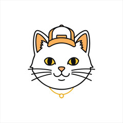 cute Cat with glasses Mascot Sublimation with vector illustration on white background  