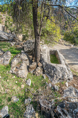 Fototapeta premium The scenic views of the rock reliefs in Elmalı, Antalya, Turkey