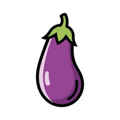 Purple eggplant silhouette isolated on white background