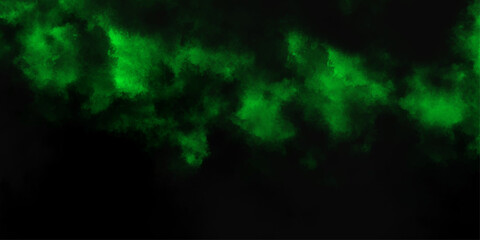 Abstract background with Scary green and black horror Textured Smoke. Old vintage retro green background texture. Bright nebula in space template for design and creative marble text.