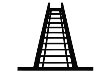 ladder black and white silhouette on white background