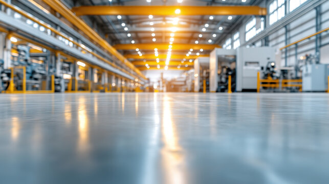 Clean and tidy white empty factory interior space