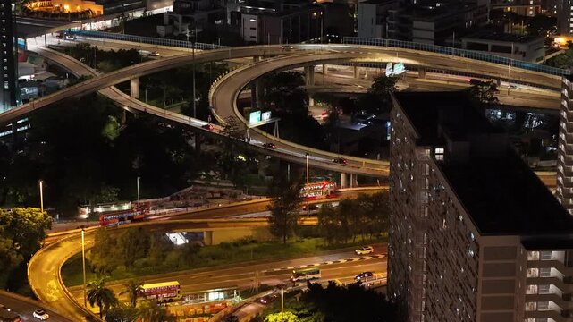 Night Traffic Flow at Choi Hung Interchange Hong Kong Aug 12 2025