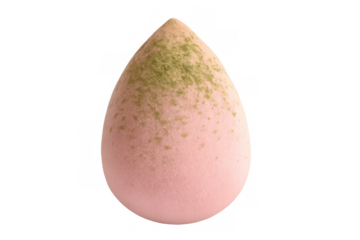 Dirty pink makeup sponge with green mold spots, needing replacement due to poor hygiene and potential health risks