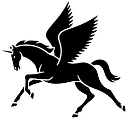 horse illustration animal silhouette pegasus logo fantasy icon wing outline unicorn mythology stallion myth art wings winged logo wild shape with vector graphic background