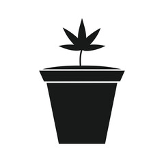 Minimal flower pot silhouette vector with white background for home decor and gardening design concept