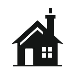 Minimal house with chimney silhouette vector with white background for real estate, home design and architecture concept