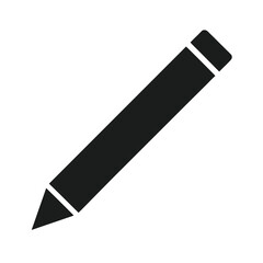 Minimal pencil icon silhouette vector with white background for writing, drawing and creativity design concept illustration