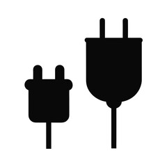 Minimal plug and socket silhouette vector with white background for electricity, electronics and connection concept artwork