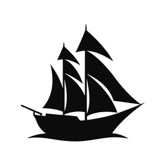 Minimal sailing ship silhouette vector illustration with white background for nautical themes