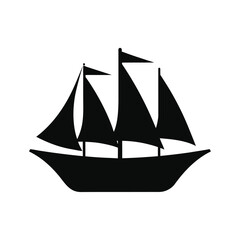 Minimal sailing ship silhouette vector artwork with white background for marine design concepts