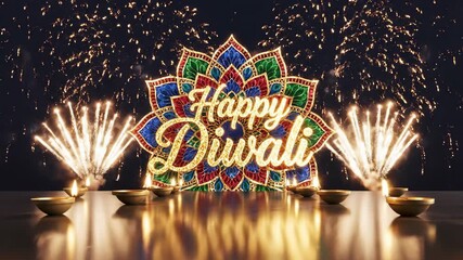 Multiple Traditional Indian Diya Lamps with Mandala Ornament, Festive Decoration for Diwali and Cultural Events