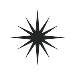 Minimal starburst abstract silhouette vector artwork with white background for energetic creative projects