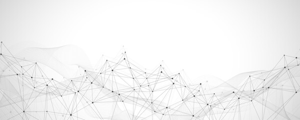 Global network connection concept. Big data visualization. Social network communication in the global computer networks. Internet technology. Business. Science. Vector illustration