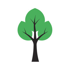 Minimal tree with single leaf silhouette vector illustration with white background for minimal nature designs