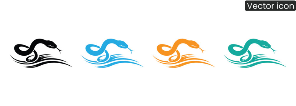 Striking snake logos in four vibrant colors offer a powerful and dynamic visual for branding and design projects, creating a memorable and modern identity.