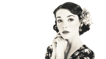 Vintage Portraits: Timeless vintage portrait photography with soft lighting and sophisticated poses, isolated on a Transparent background, PNG file.