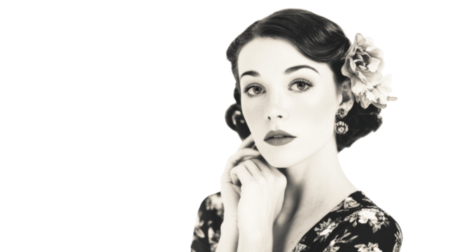 Vintage Portraits: Timeless vintage portrait photography with soft lighting and sophisticated poses, isolated on a Transparent background, PNG file.