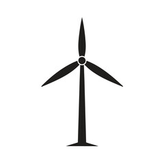 Minimal wind turbine silhouette vector illustration with white background for renewable energy and eco design concepts
