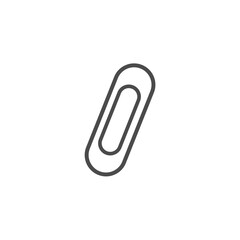 Obraz premium Vector line illustration of a simple paper clip icon, symbolizing office supply, organization, document attachment, and stationery.
