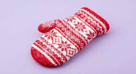 Cozy Red and White Knitted Mitten for Winter Warmth and Festive Cheer