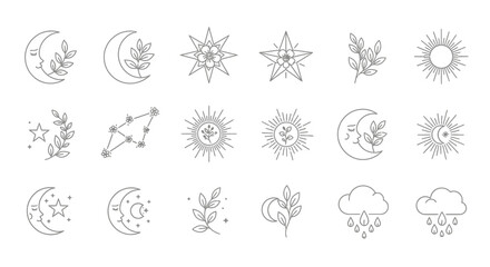 Celestial Sketches: An array of delicately crafted astrological and botanical line art designs