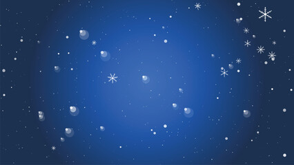 Snowflakes and snow falling on a dark blue background for winter holiday