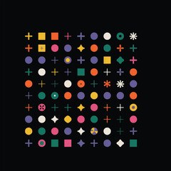 Vector illustration of abstract background with colorful design icons set