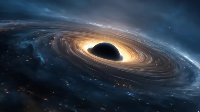 Cosmic black hole in space depicting gravity and astrophysical phenomena